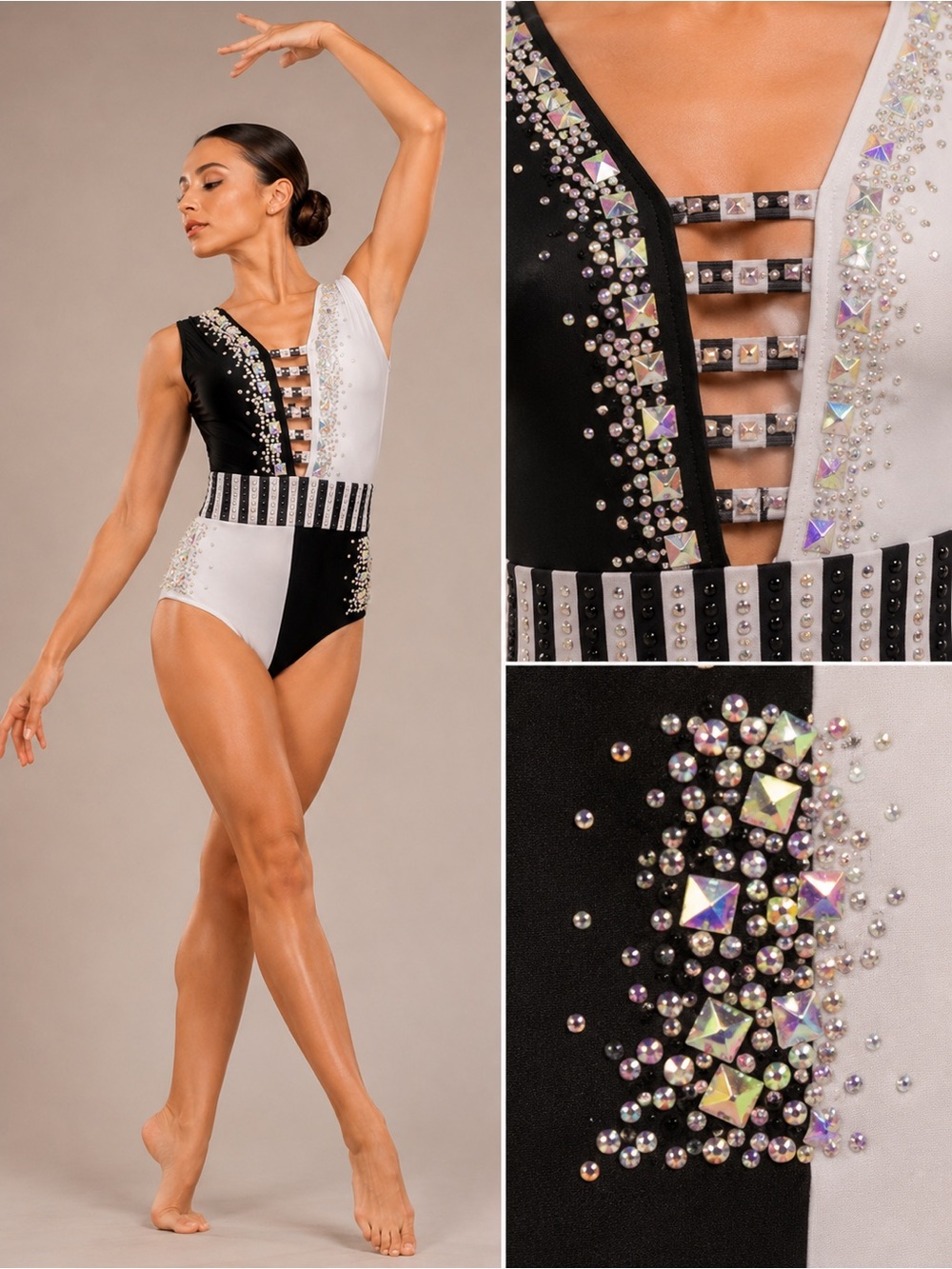 Glamour XLA Adult Black White Dance Costume Competition Solo Jazz Contemporary